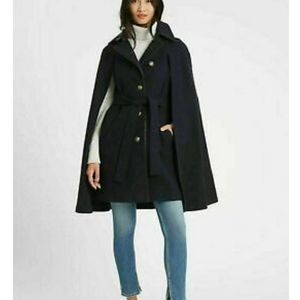 Banana Republic Italian Melton Cape Coat | Navy S Petite NWT